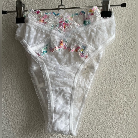 For Love and Lemons Outline Rainbow Floral Embroidered Lace Panty - Picture 11 of 11